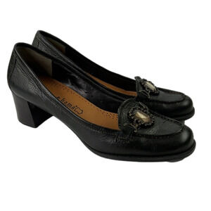 Bama Brown Chunky Heeled Leather Loafer